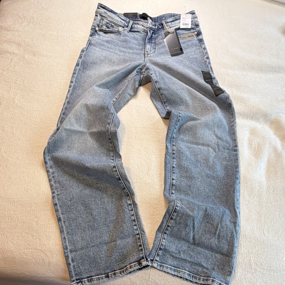 Buckle Black Women Wide Leg Jeans Fit No.53 Universal Mid Rise Light Wash 29x30